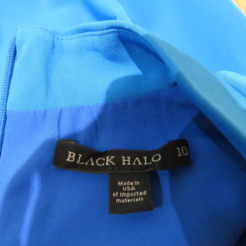 BLACK HALO Naya Sleeveless Mock Neck Ruched Sheath Dress in Breezy Blue US 10 - Picture 13 of 14